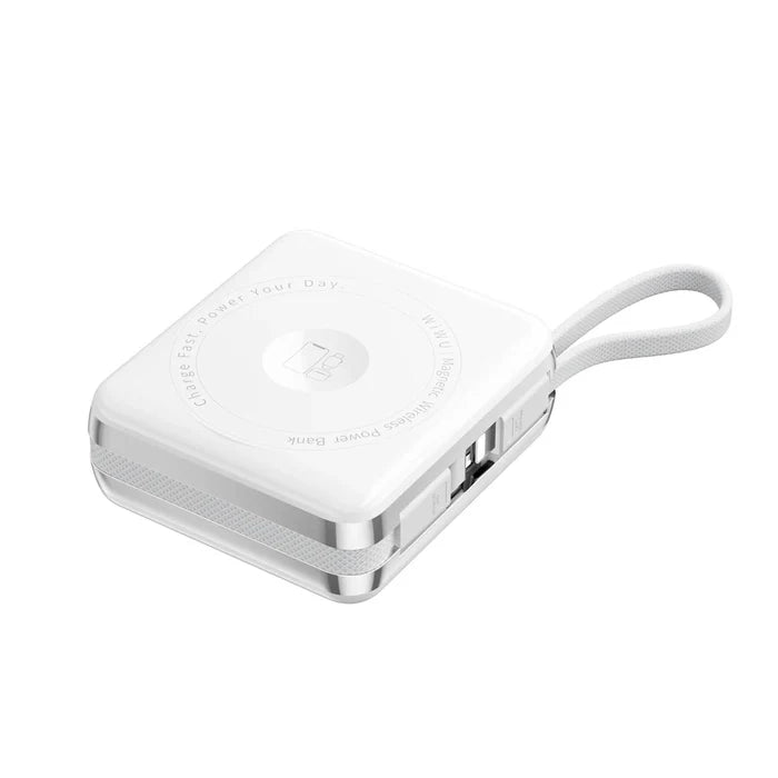 WIWU Mag Plus XF17 3-in-1 Magnetic Wireless Power Bank 10000mAh, 15W Wireless with Built-in Cables