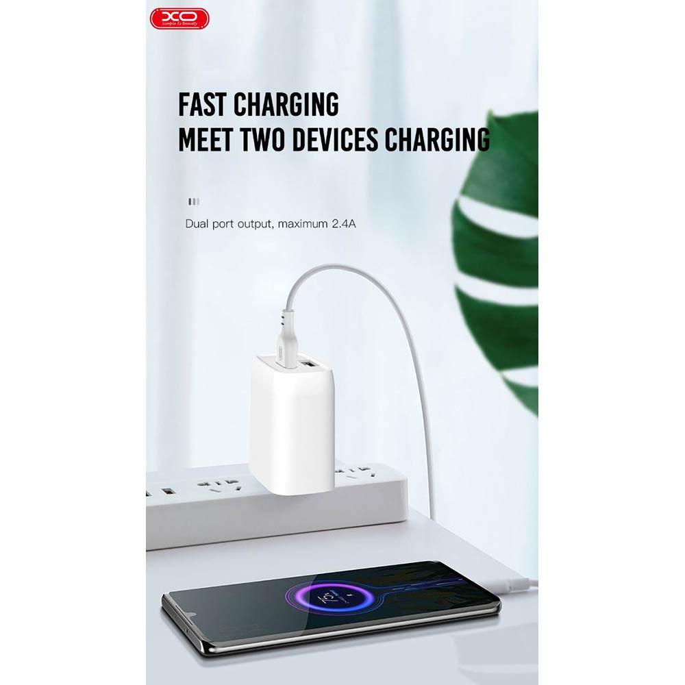 XO L57 EU dual-port charger 2.4A - Micro