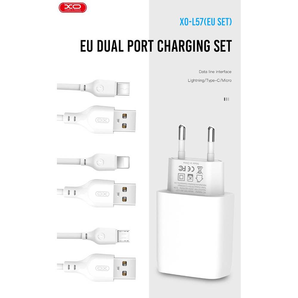 XO L57 EU dual-port charger 2.4A - Micro