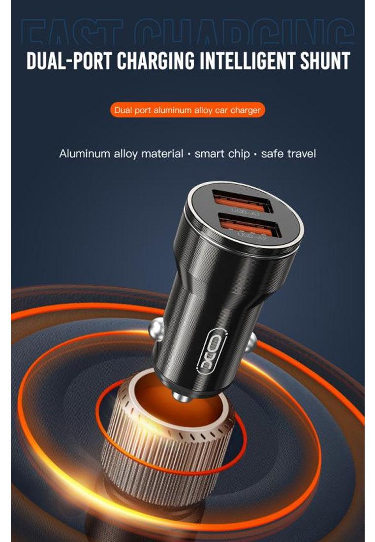 XO CC48 Smart Dual USB Metal Universal Car Charger with Lightning cable 2.4A