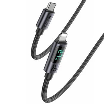 Yesido CA157 USB-C to Lightning Cable 27W with LED display - Black