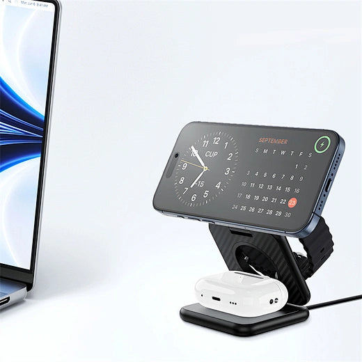 WiWU Kevlar 3-in-1 Wireless Charger - 15W Fast Charging | Wi-W035