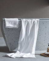 Madame Coco Renier Cotton Towel Set – Elegant Patterned Luxury in White & Beige