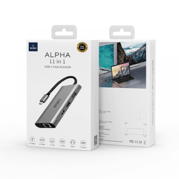 WiWU Alpha 11 in 1 USB C Hub All in One - Grey