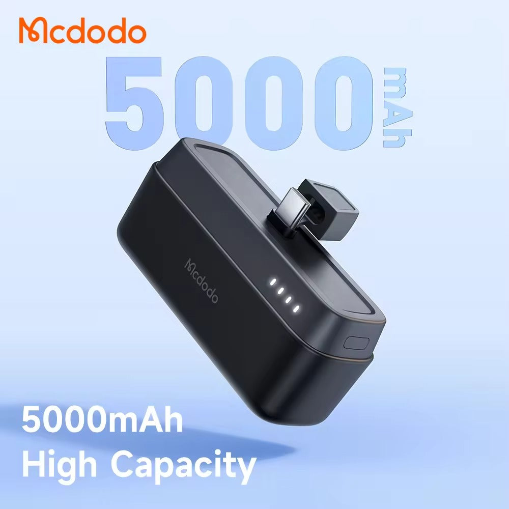 Mcdodo Mini Portable Charger 5000mAh with USB C Standrging - Black