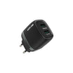 Green Lion Dual USB 12W Wall Charger with USB-A to USB-C Cable 1M EU - Black