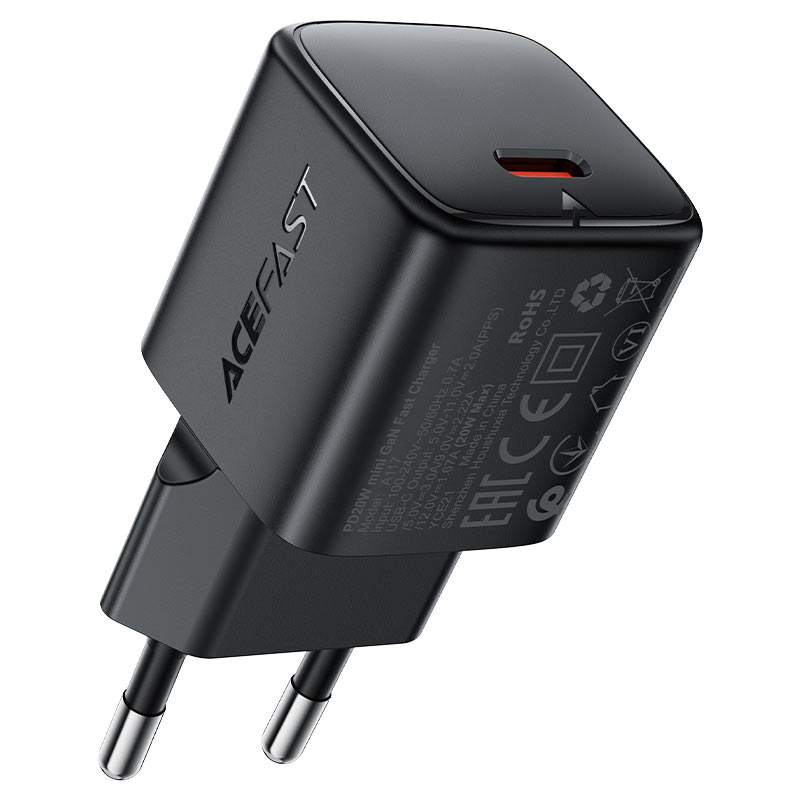 ACEFAST A117 GaN Wall Charger 20W PD – USB-C Fast Charging, EU Plug