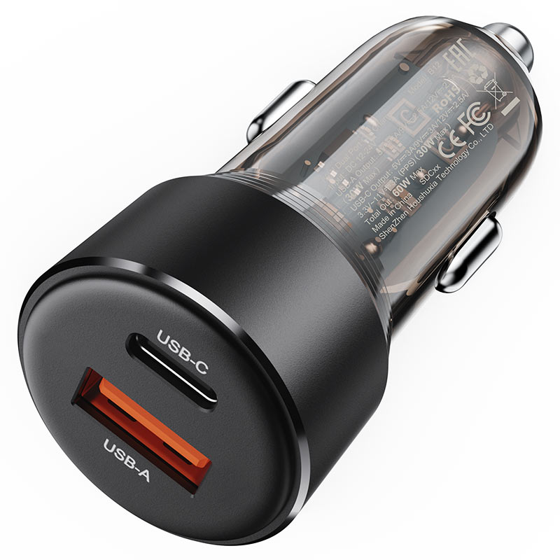 ACEFAST B12 60W Fast Car Charger – USB-C + USB-A