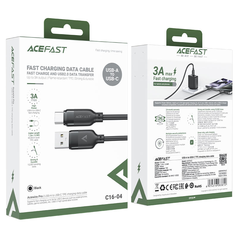 كيبل شحن Acefast C16-04 USB-A إلى USB-C متين وسريع