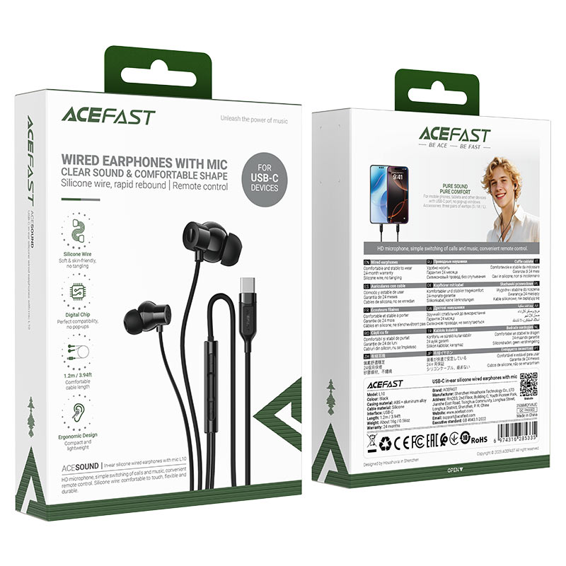 سماعات ACEFAST L10 USB-C سلكية 13mm ميكروفون HD