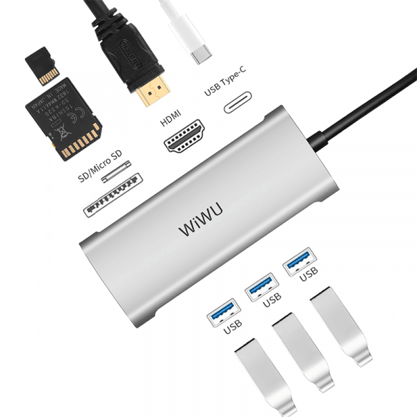 WIWU ALPHA 7 IN 1 USB-C HUB A731HP - GRAY