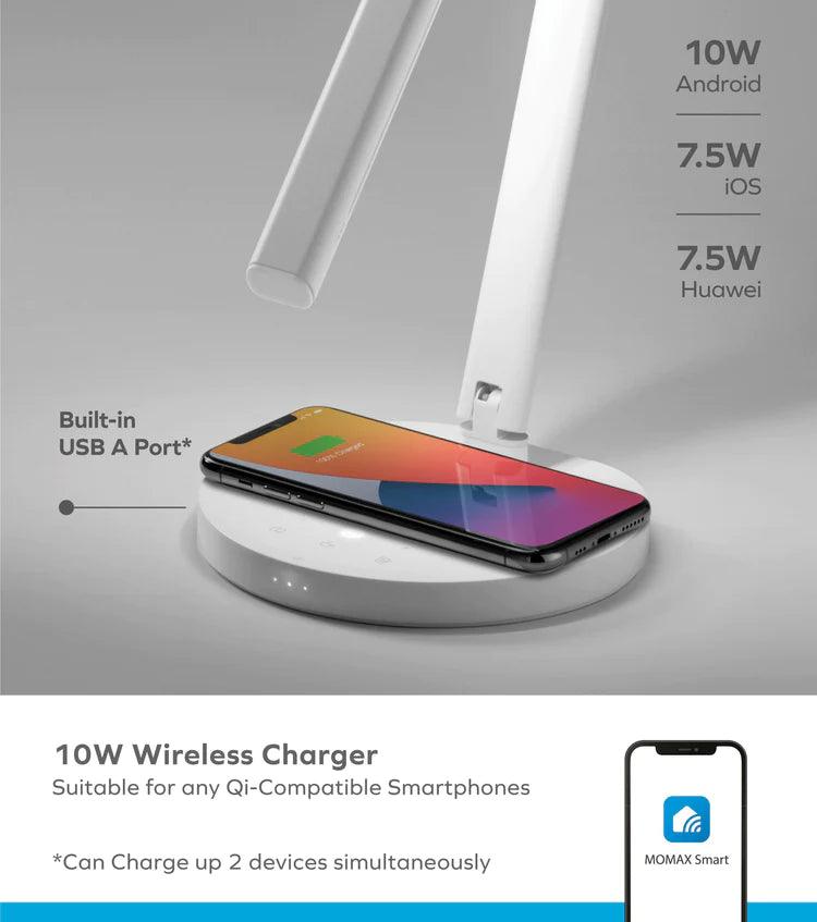 Momax Bright IoT Lamp with 10W Wireless Charging - White