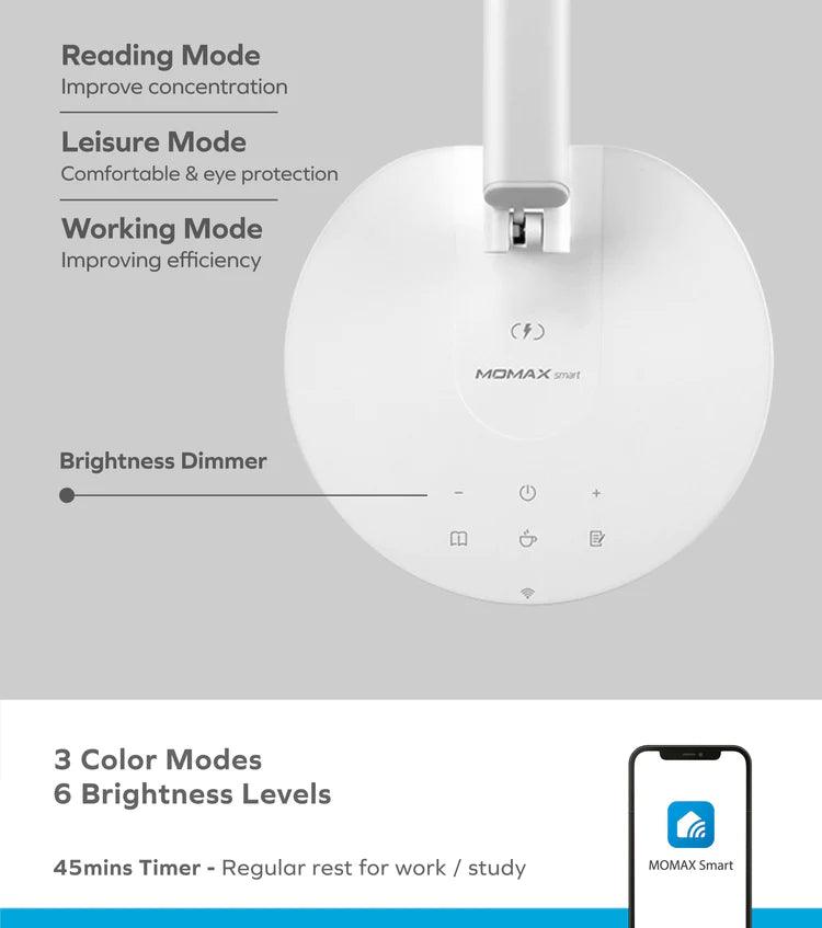 Momax Bright IoT Lamp with 10W Wireless Charging - White