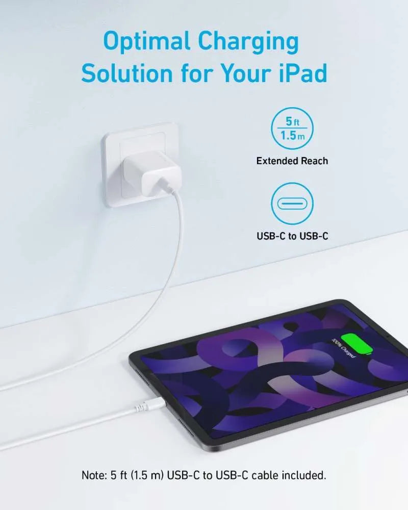Anker Wall Charger PowerPort 20W Fast & Compact Charging - White