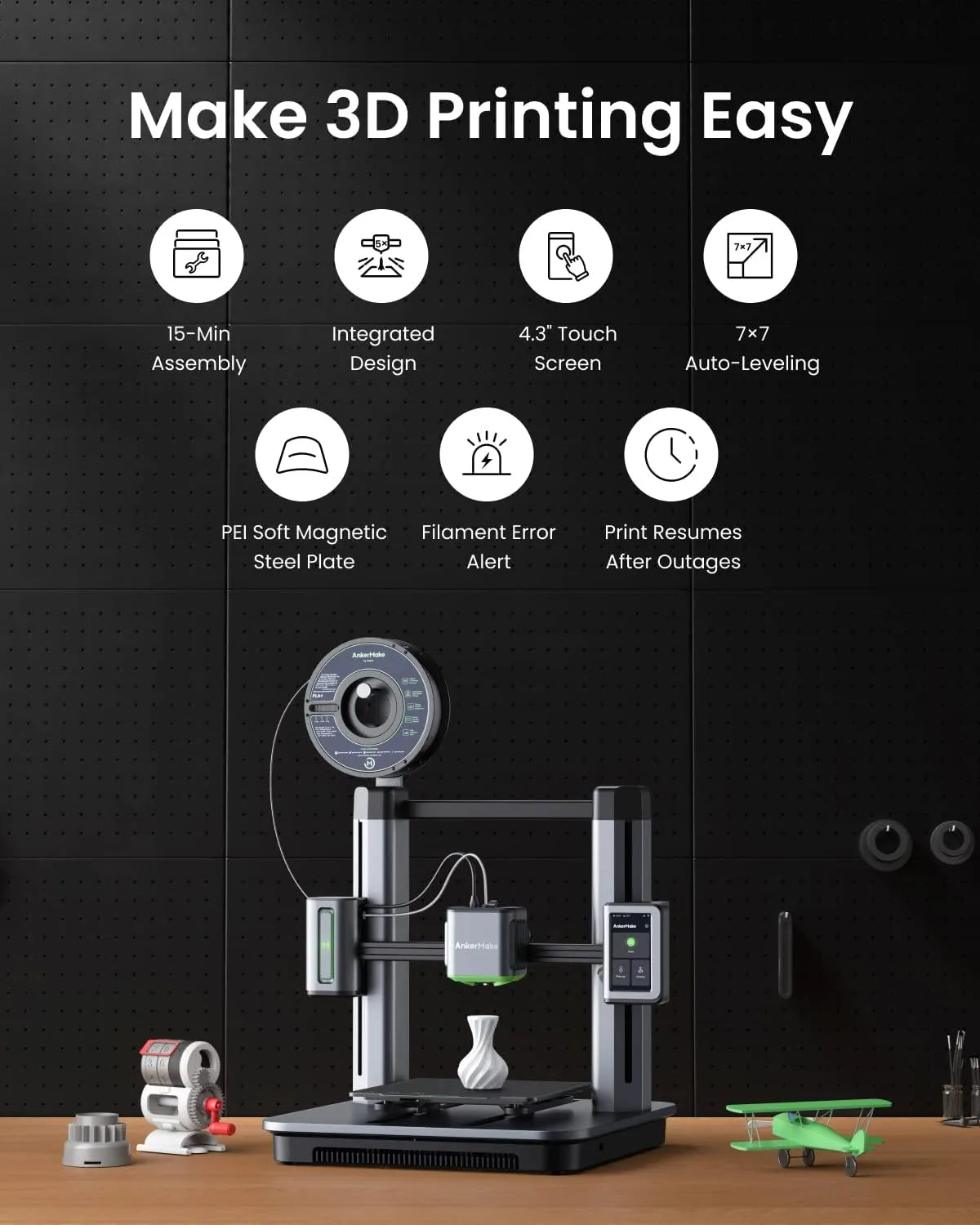 AnkerMake M5 3D Printer Speed Upgraded to 500 mm/s Error Detection with AI Camera Auto-Leveling