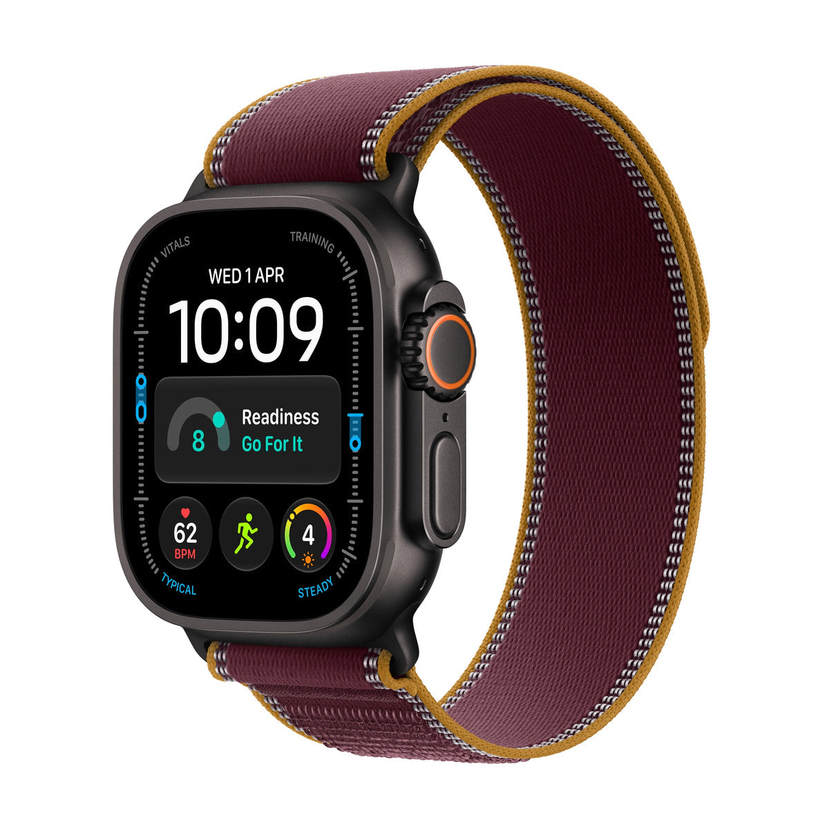Apple Watch Ultra 4 Black Titanium with Burgundy Trail Loop