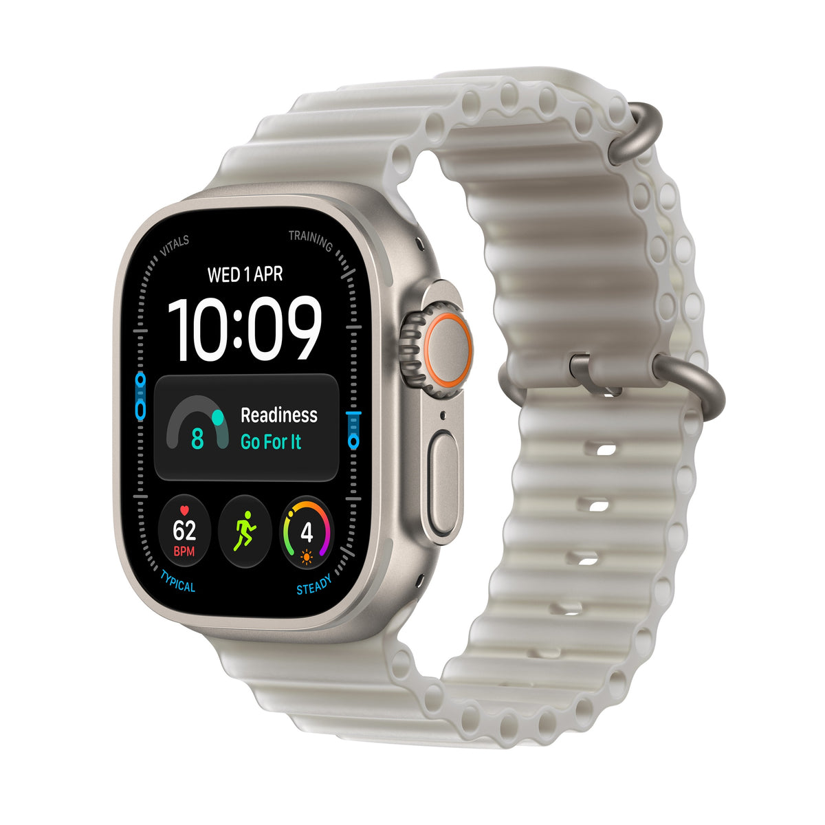 Apple Watch Ultra 4 Natural Titanium with Translucent Grey Ocean Band