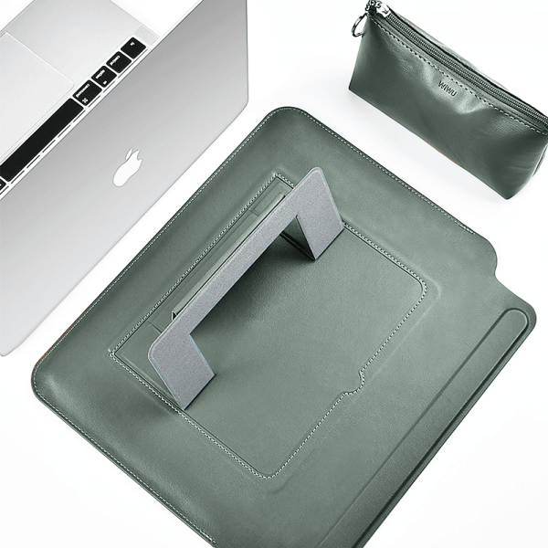 WIWU ALITA SKIN PRO PORTABLE SLIM STAND SLEEVE FOR MACBOOK PRO 16" - MIDNIGHT GREEN