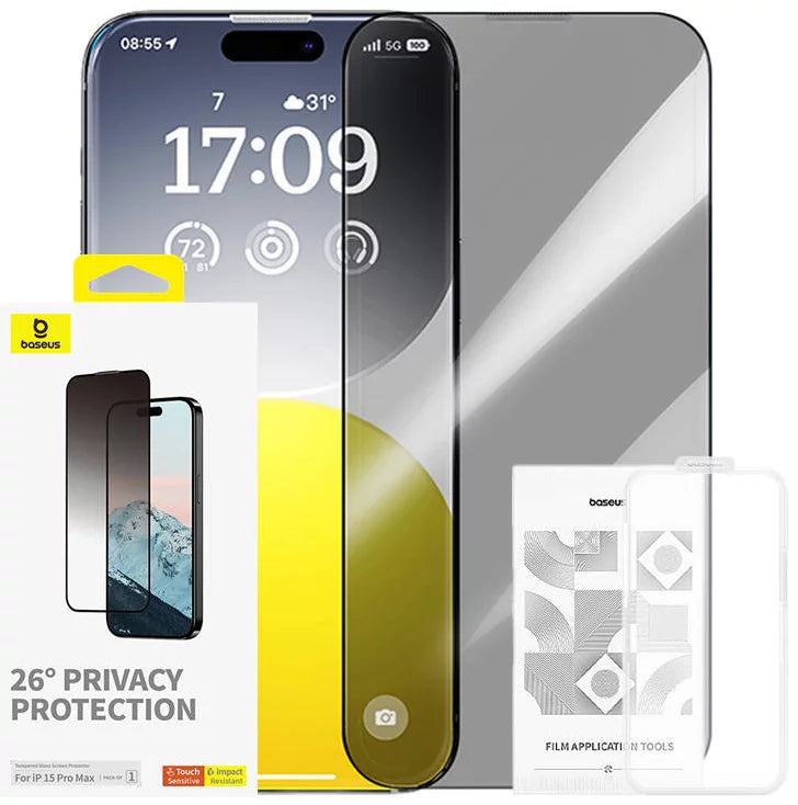 Baseus Diamond Series Privacy Tempered Glass for iPhone 15 Pro Max