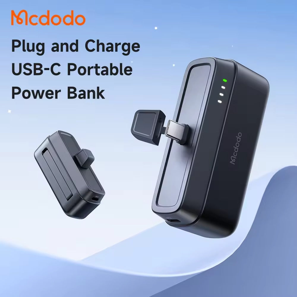 Mcdodo Mini Portable Charger 5000mAh with USB C Standrging - Black