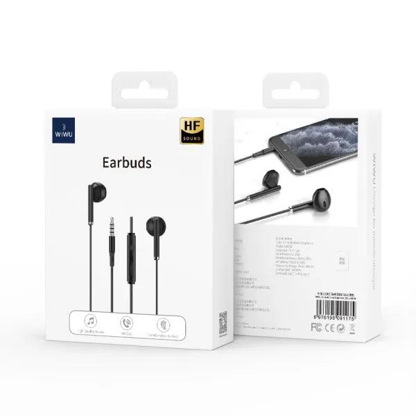 WiWU Audio Jack EarStereo Earbuds 3.5mm with Mic - Black