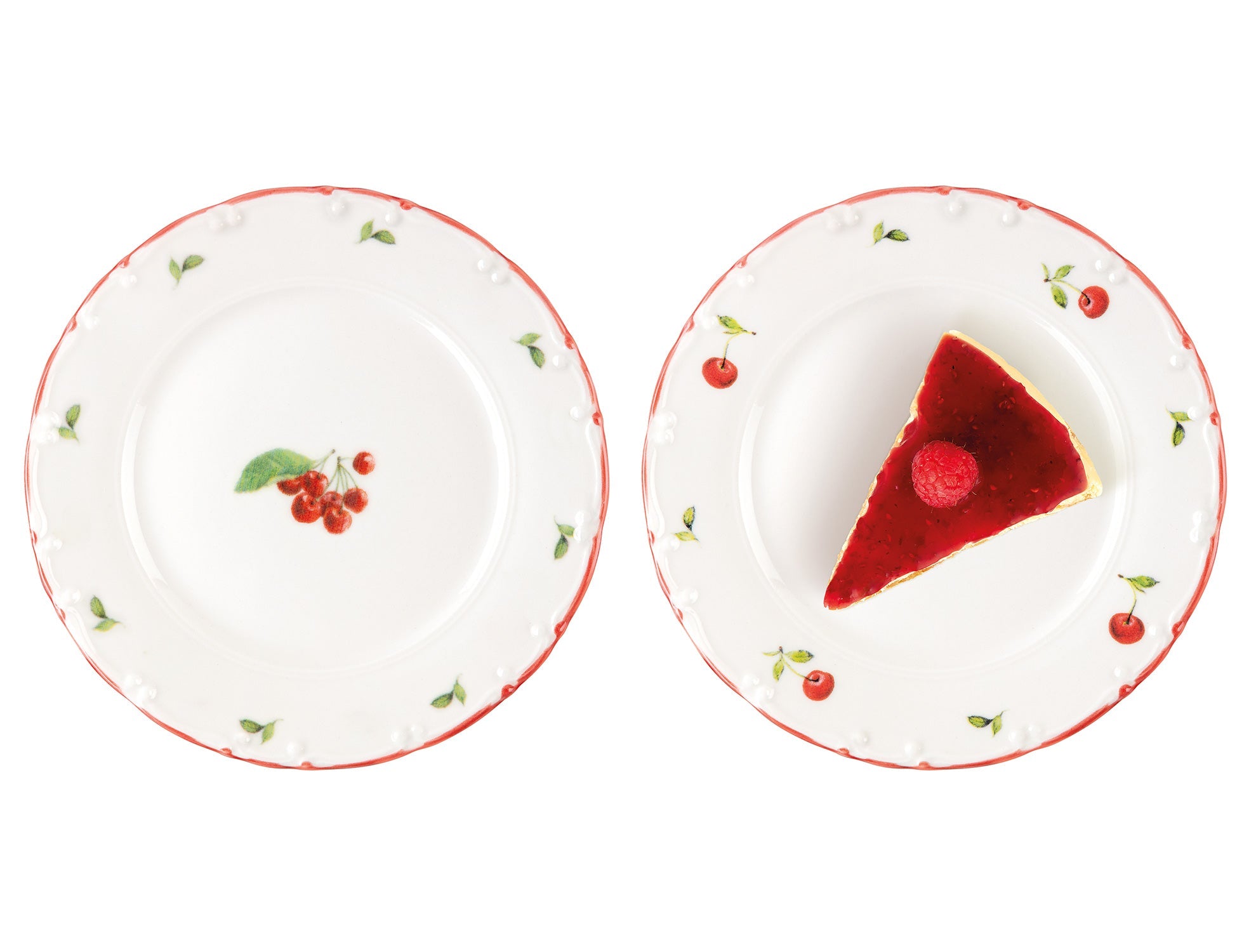 Cherry 6 Pcs Cake Plate Set - Madame Coco JO