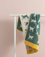 Madame Coco Chatte Yarn Dyed Face Towel Green Natural Patterns Soft Absorbent