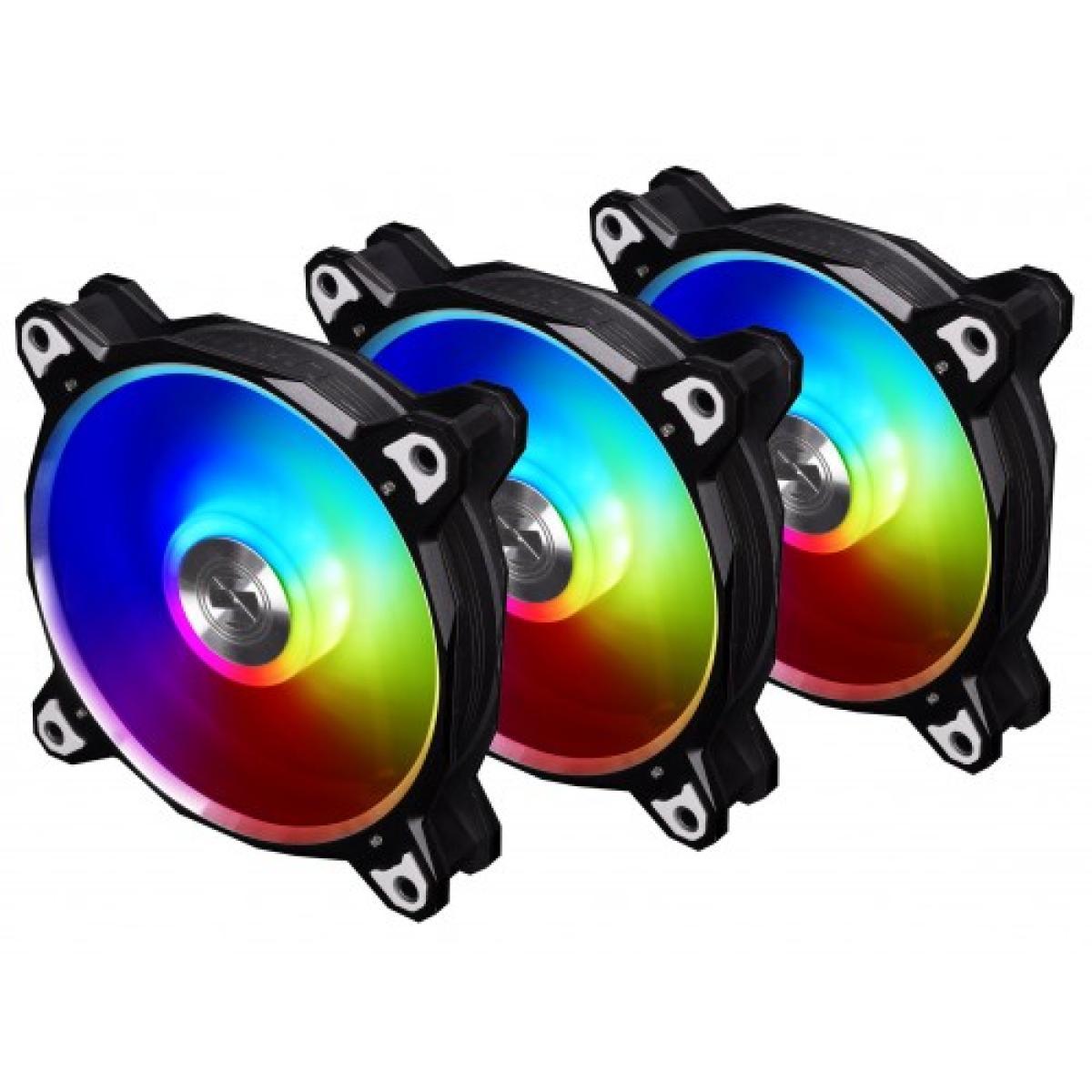 LIAN LI Bora Digital Series RGB 120mm ARGB LED PWM Fan, 3 Fans Pack - (Silver Or Black Or Space Grey Colors) Frame