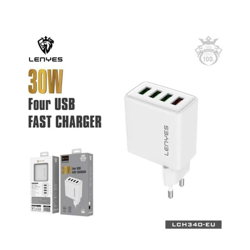 Lenyes 30W 4 USB Fast Charge Adaptor Original Charger Head