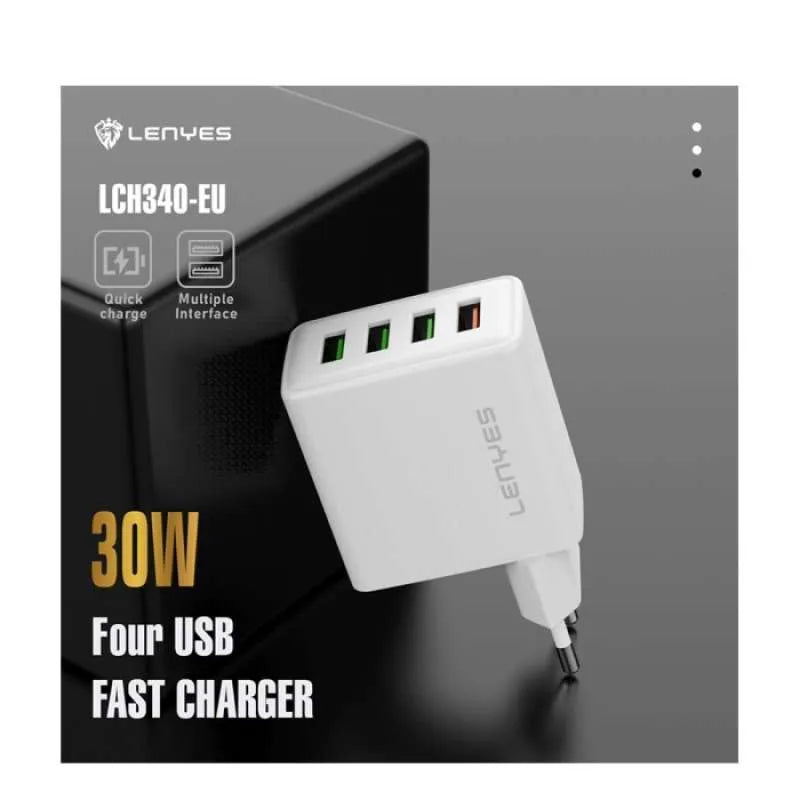 Lenyes 30W 4 USB Fast Charge Adaptor Original Charger Head