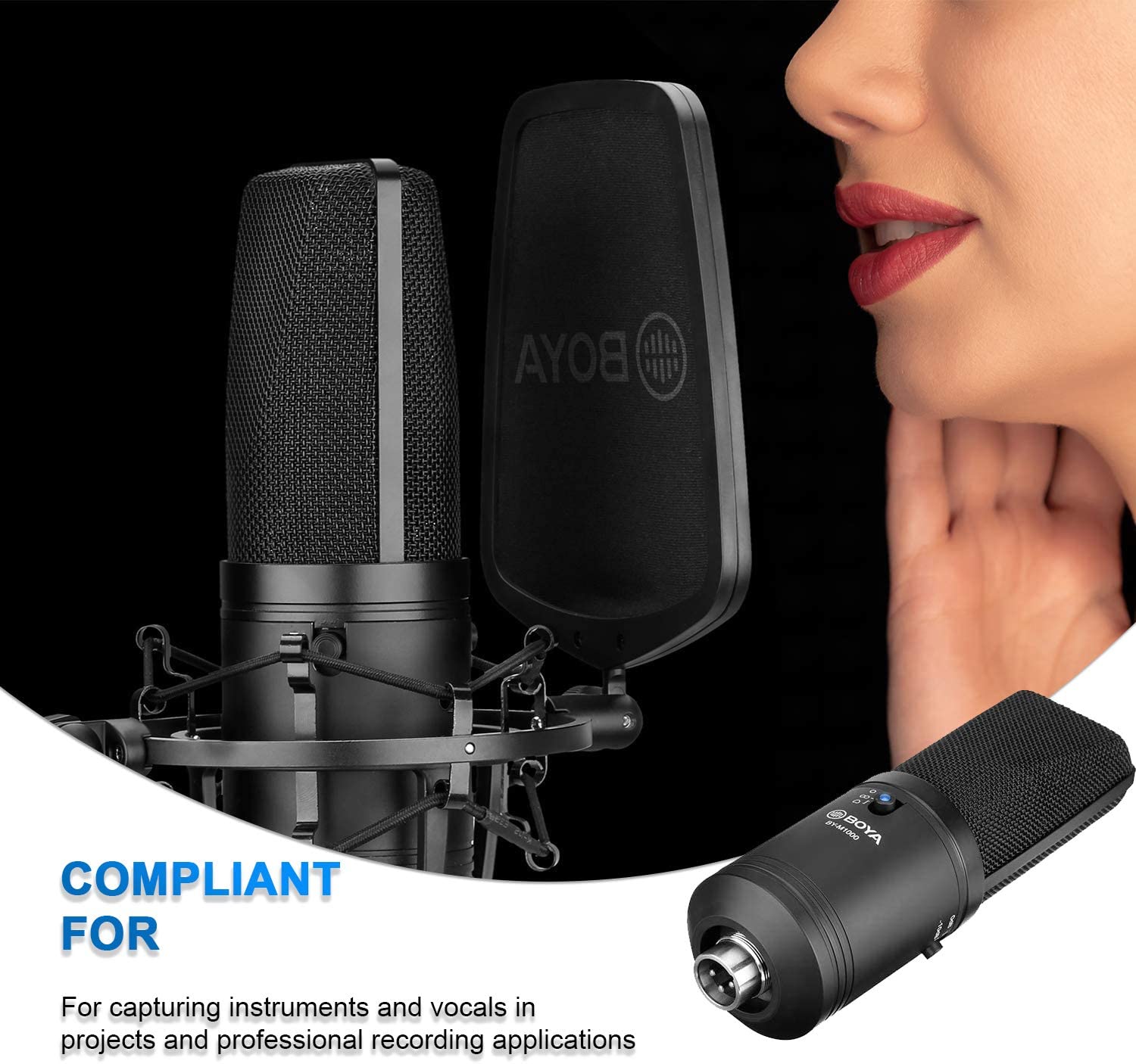 BOYA Large Diaphragm Condenser Microphone - Black