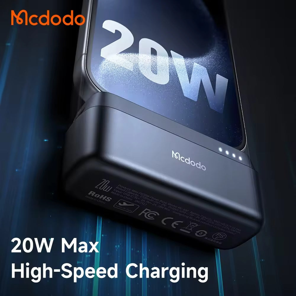 Mcdodo Mini Portable Charger 5000mAh with USB C Standrging - Black