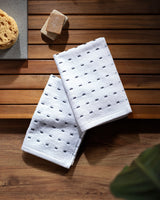 Madame Coco Leroy Hand Towel – 2-Pack 100% Cotton Simple Luxury in White & Navy