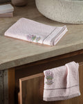 Madame Coco Curtice Embroidered Hand Towel – 2-Pack 100% Cotton Refined Elegance in Powder