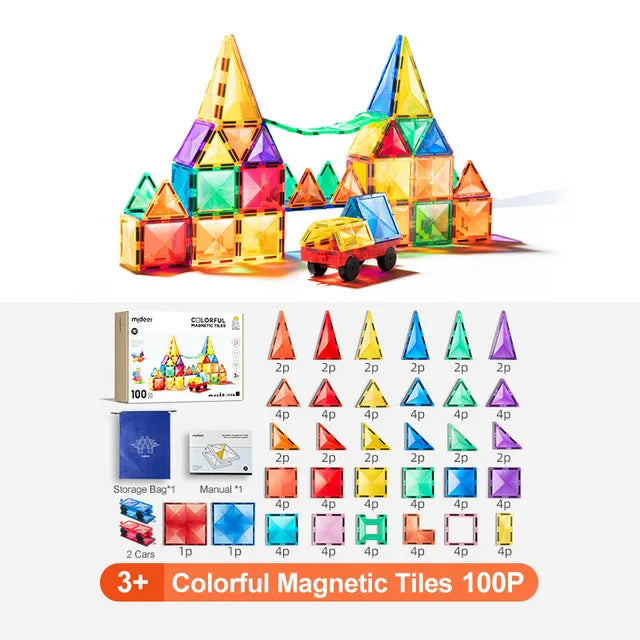 Mideer Colorful Magnetic Tiles 100pcs