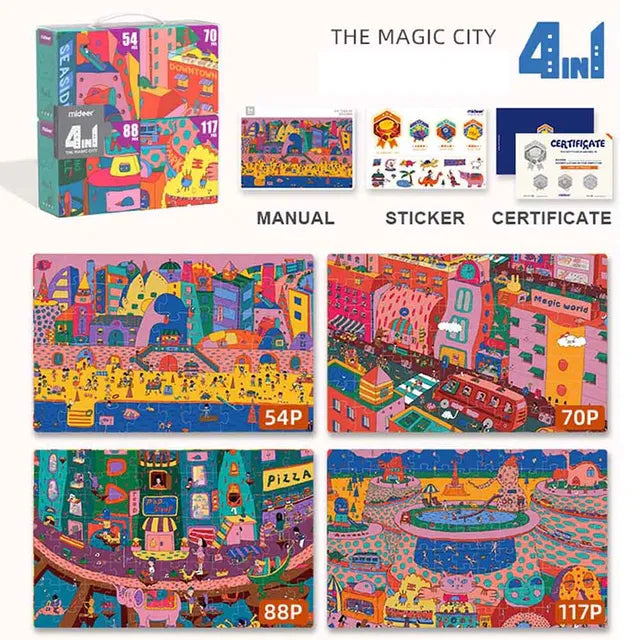 Mideer 4 in 1 Puzzle – City