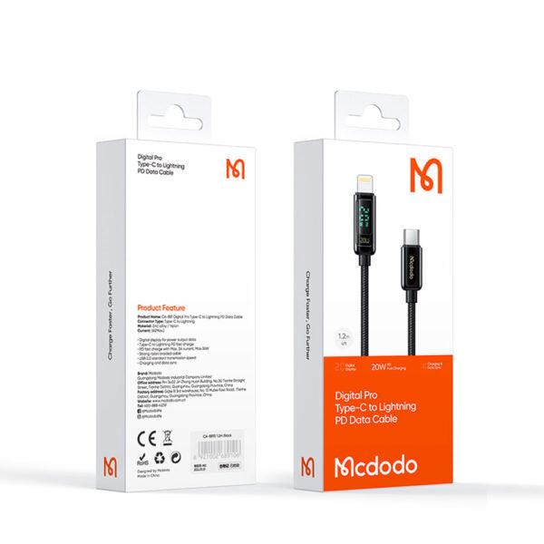 Mcdodo 20W PD Type C to Lightning Cable Fast Charge 1.2M - Black