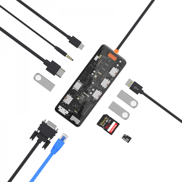 WIWU CB011 TRANSPARENT 11 IN 1 CYBER USB-C HUB - SPACE GREY