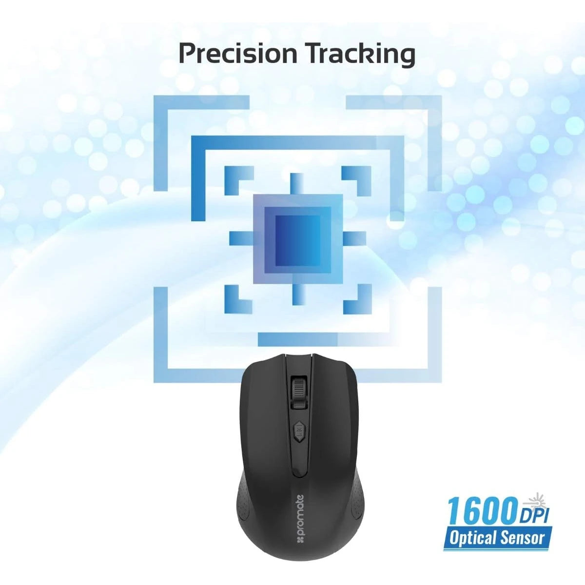 Promate Clix-8 Portable Optical Wireless Mouse with USB Nan Receiver 10m Working Distance, Auto Sleep Function