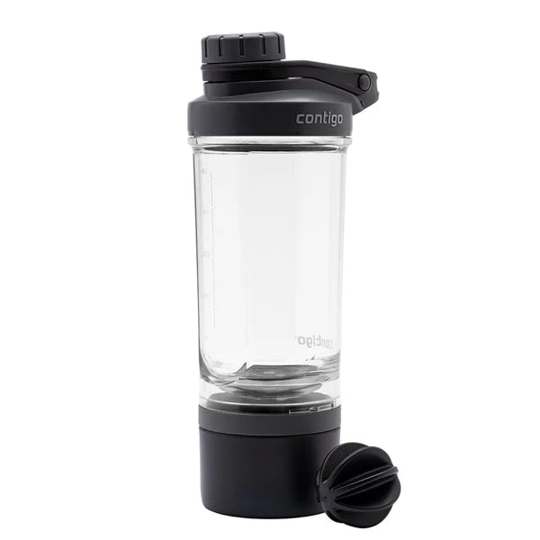 Contigo Shake & Go Fit Protien Shaker With Compartment 650 ml - Black