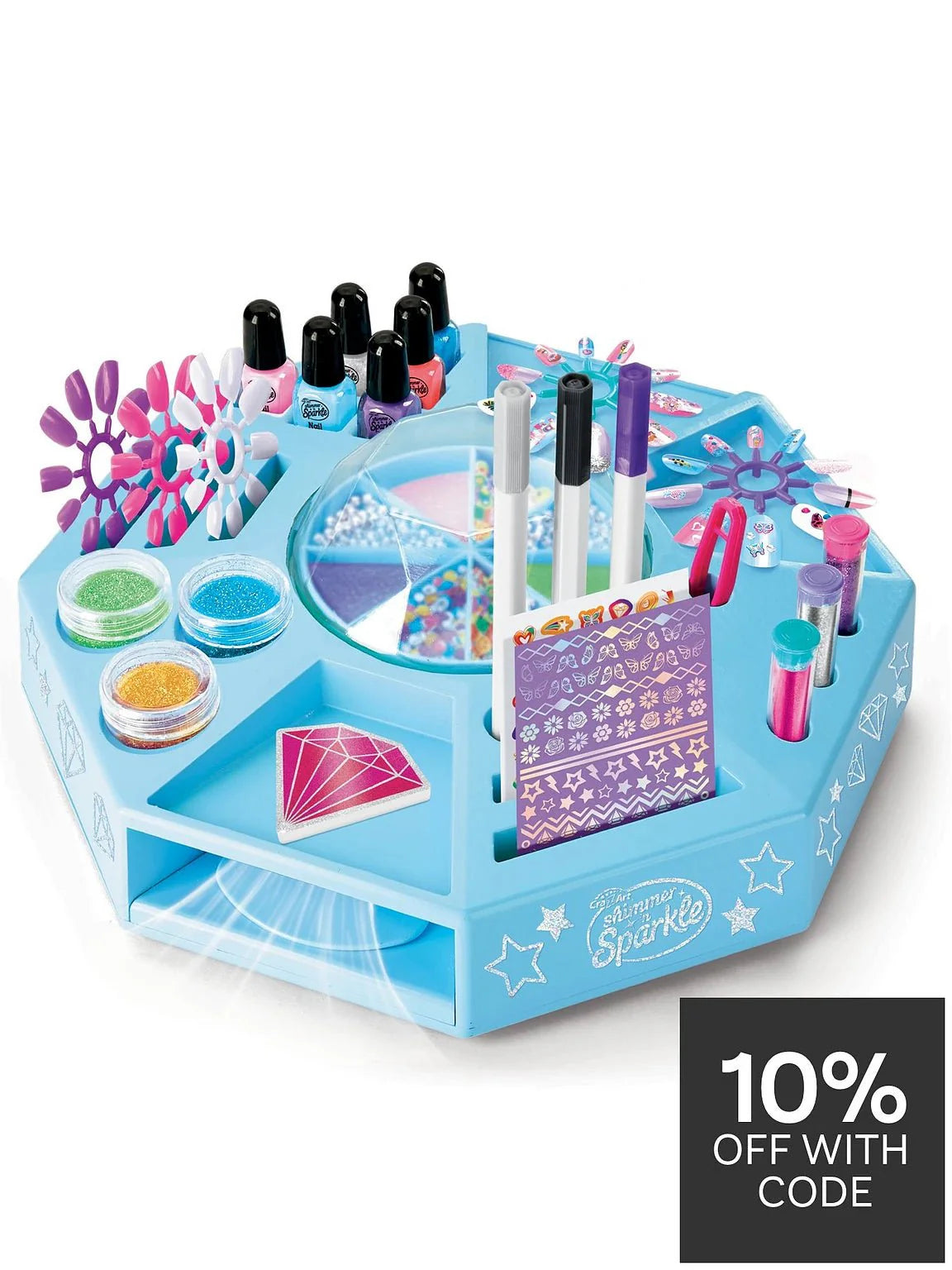 CraZArt Shimmer N Sparkle Nail Art Studio | 360° Rotating Workstation & Nail Dryer (SNS-65702)
