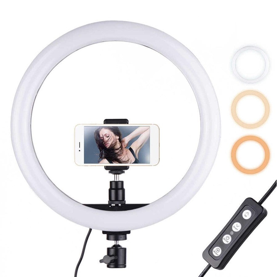 JMARY 12 Inch Selfie Ring Light With Remote & Stand - Black