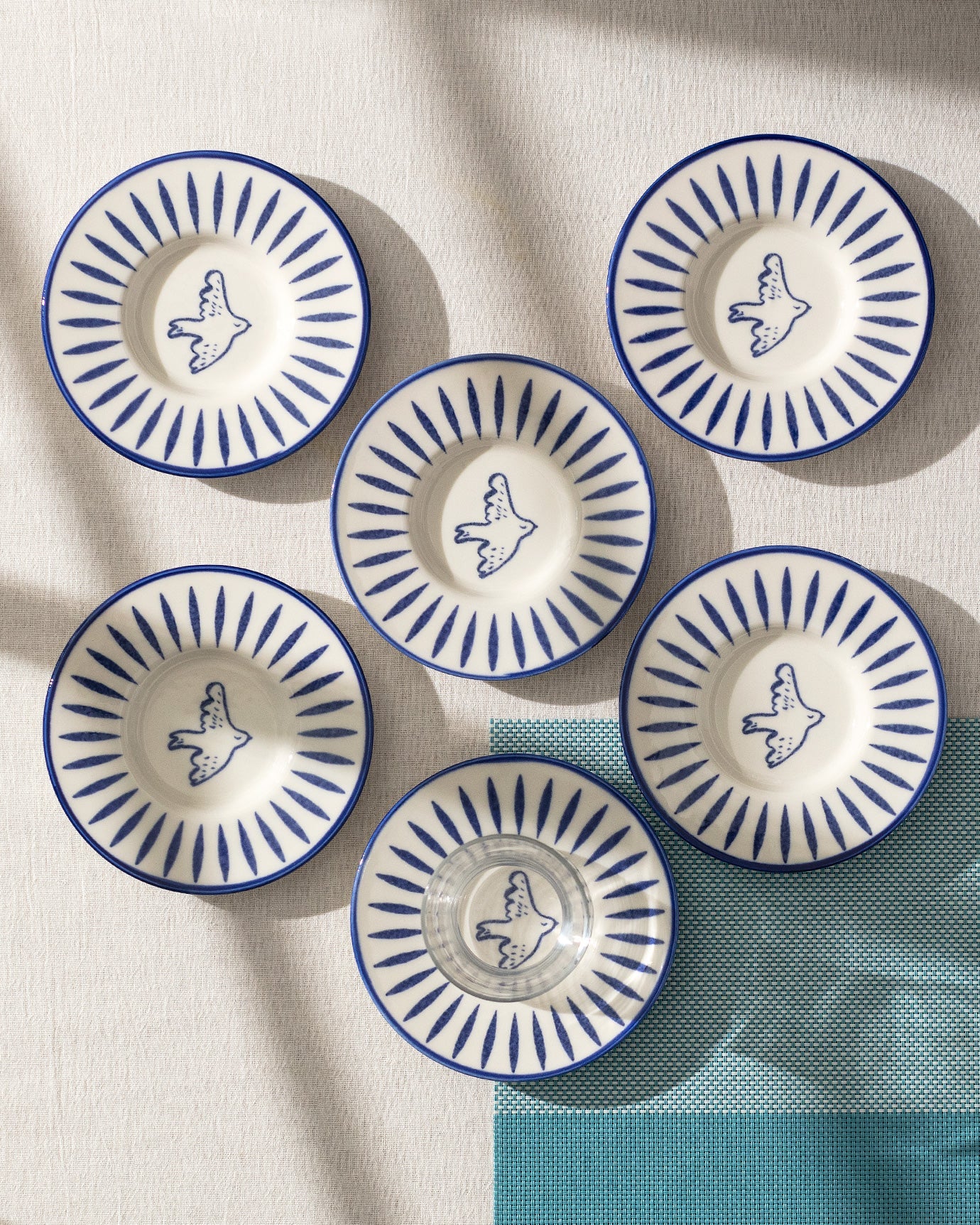 Luxe Oiseau 6-piece Tea Glass Saucer Set - Madame Coco JO