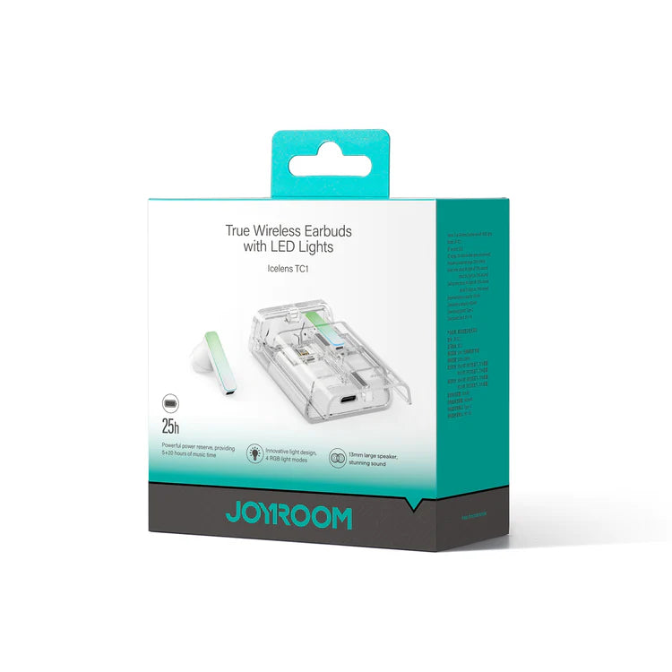 Joyroom True Wireless Earbuds with LED Lights Immersive Sound - Black & White