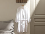 Madame Coco Zoe Muslin Bathrobe – White & Grey, S-M & L-XL, Lightweight & Spa-Soft