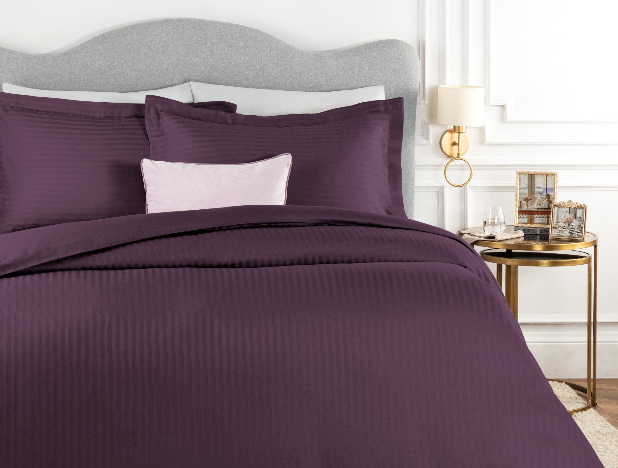 Elicia Super King Striped Satin Duvet Cover Set - Madame Coco JO