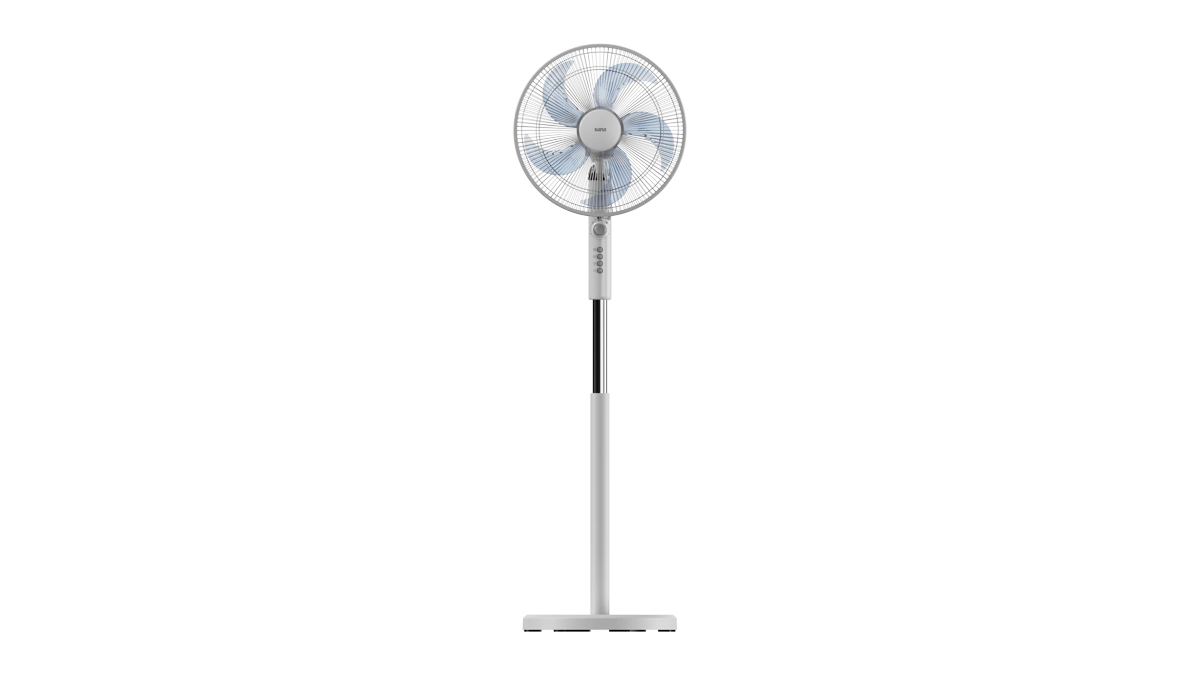 Sona Stand Fan 16 Insh 3 Speeds 5 Blades Blck Color with Timer White Color
