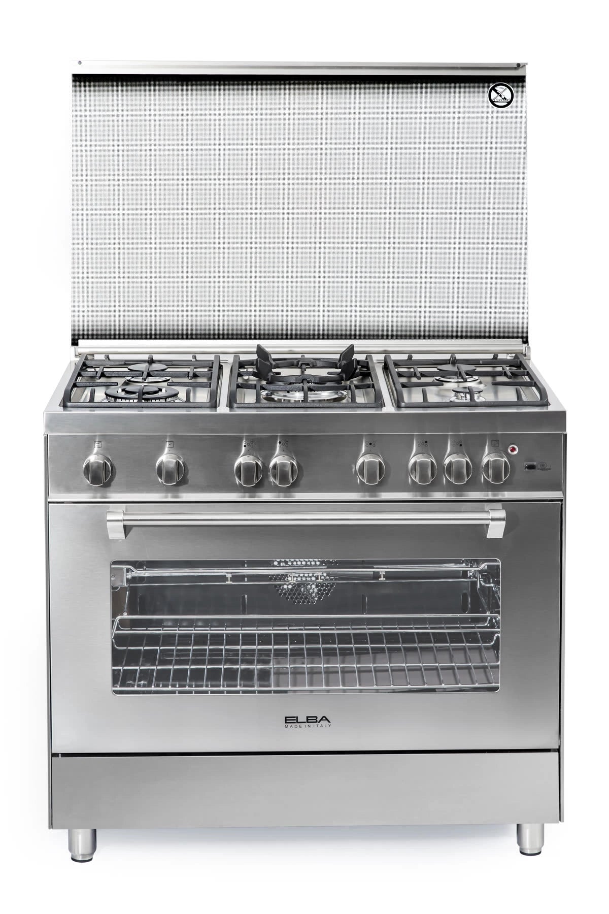 Elba C9X 888 N Gas Cooker 90 cm Silver and 2 Fans for Cooling and Distribution