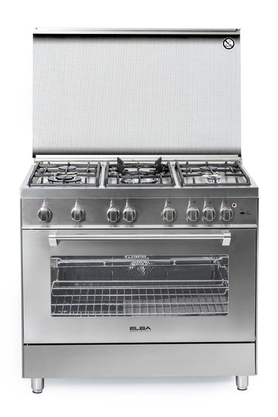 Elba C9X 888 N Gas Cooker 90 cm Silver and 2 Fans for Cooling and Distribution