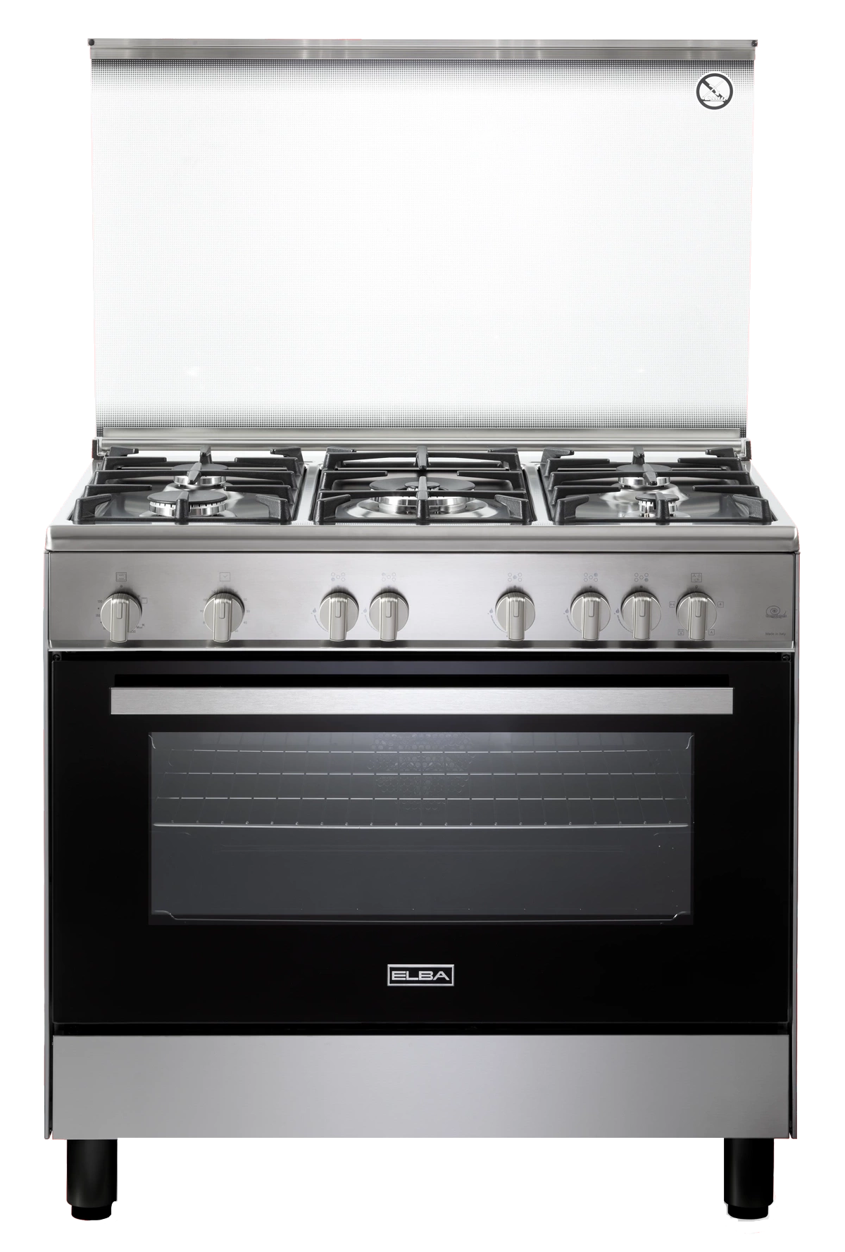 Elba CBX 965 FGLC NEW Gas Cooker 90 cm Stainless Steel Cast iron pan supports 5 gas burners Full Safety with Fan